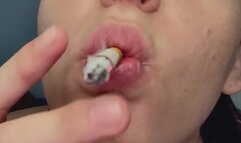 Close Up Coughing And Dirty Talking While Smoking