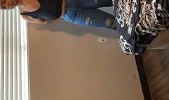 Ebony cheerleader gets spanked in tight jeans for not cleaning up part 933