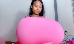 Sexy Camylle Stuffs Her Oversized Dress With HUGE Balloon Boobies Then Pin Pops And Pumps To Pop Them All