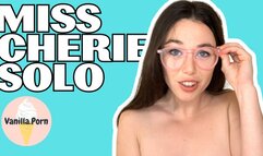 Glass Dildo Solo Masturbation by Brunette Babe with Nipple Clamps