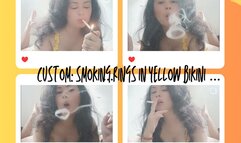 custom : smoking rings in yellow bikini smoking marlboro white, audible