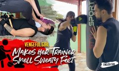 Nara makes boxe trainer clean her sweaty feet after training (1080 EN-sub)
