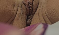 Milf playing with huge labia and rubbing her clit until orgasm