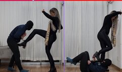 SEXY Queen Lytta Kicks with the tip and sole of her boot hard Because her slave took long to pay for her nails - BALLBUSTING -FEMALE DOMINATION - FOOT DOMINATION - FEMDOM - CBT - HUMILIATION - FOOT SLAVE - BOOTS - (720P)