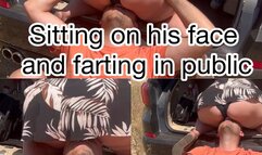 Sitting on his face and farting in public