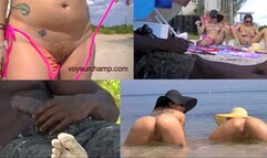 Exhibitionist Wife #345 Part3 - Mrs Brooks and Mrs Ginary Tease BIG BLACK COCK and Small Cock Caribbean Nude Beach Voyeur!!! MP4