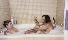 Tubby Time with Stepmom Foot worship, foot jerk off, and blowjob in bath!