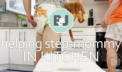 Helping step-mommy in kitchen
