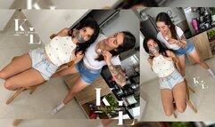 Luana Tried Stealing Simona's Make Up (Duct Tape Gag, Rope Bondage, Chair Tied, Role Reversal, Jean Shorts, White Tshirt, White Crew Socks)