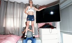 Danielle Stands On Her Slaves Lap & Has Her Legs Massaged & Kissed 3 (4K)