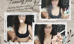 Sexy nerd Tamtam Smoking Marlboro white while teasing you -AUDIBLE-