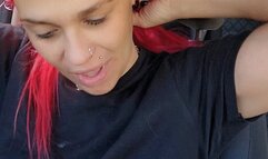 Morning cigarette in the car - going to buy more cigarettes and coughing